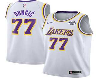 Men%27s Los Angeles Lakers #77 Luka Doncic White 2025 Association Edition Stitched Jersey Dzhi->san antonio spurs->NBA Jersey